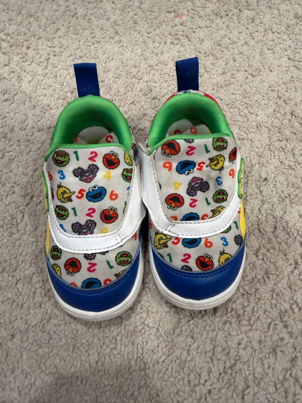 Reebok Kids White, Blue & Green Sesame Street Slip-On Sneakers
